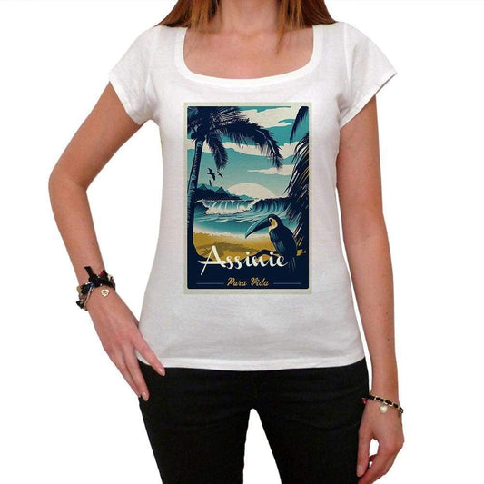 Assinie Pura Vida Beach Name White Womens Short Sleeve Round Neck T-Shirt 00297 - White / Xs - Casual
