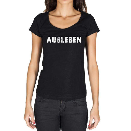 Ausleben German Cities Black Womens Short Sleeve Round Neck T-Shirt 00002 - Casual