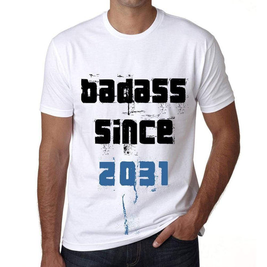 Badass Since 2031 Mens T-Shirt White Birthday Gift 00429 - White / Xs - Casual