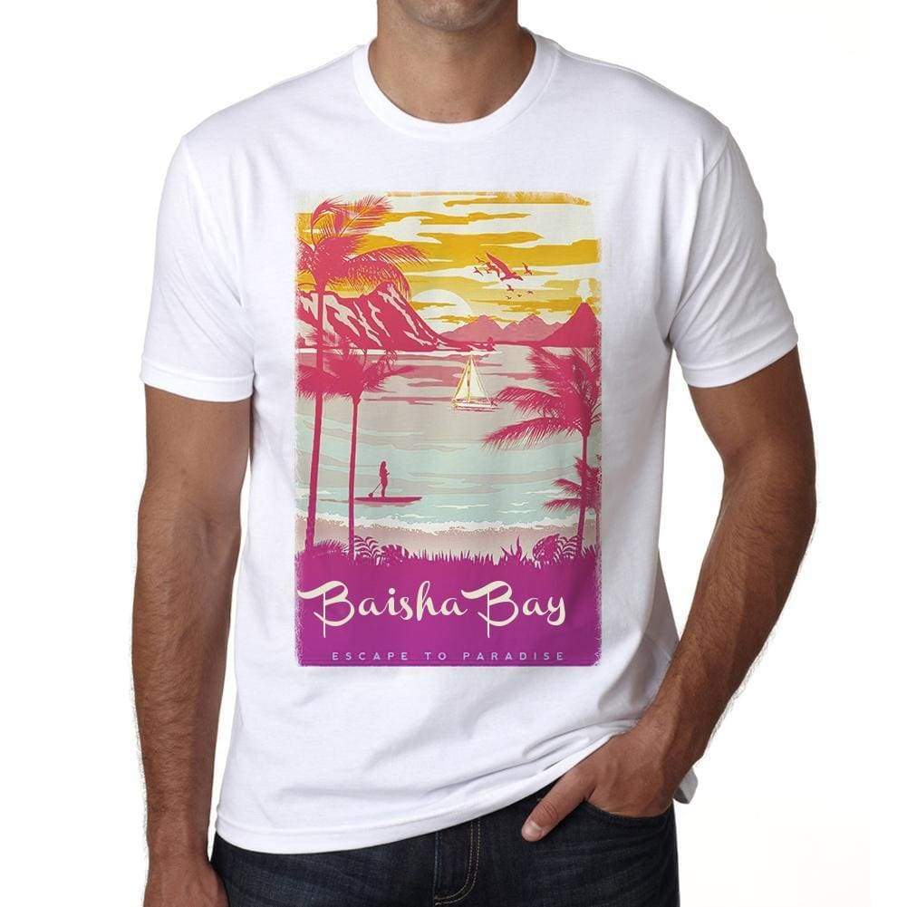 Baisha Bay Escape To Paradise White Mens Short Sleeve Round Neck T-Shirt 00281 - White / S - Casual