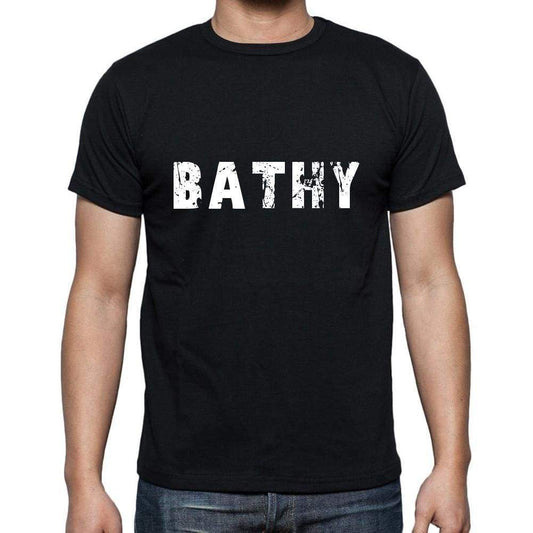 Bathy Mens Short Sleeve Round Neck T-Shirt 5 Letters Black Word 00006 - Casual