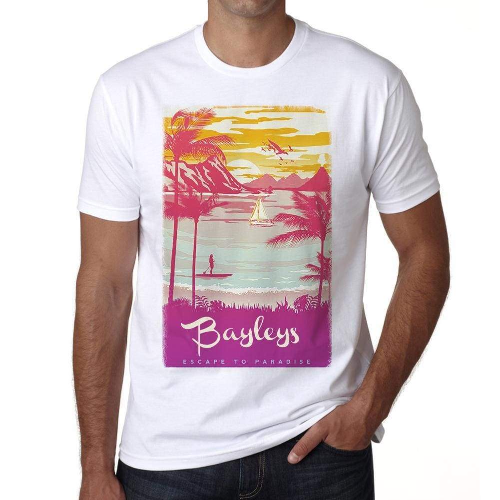 Bayleys Escape To Paradise White Mens Short Sleeve Round Neck T-Shirt 00281 - White / S - Casual