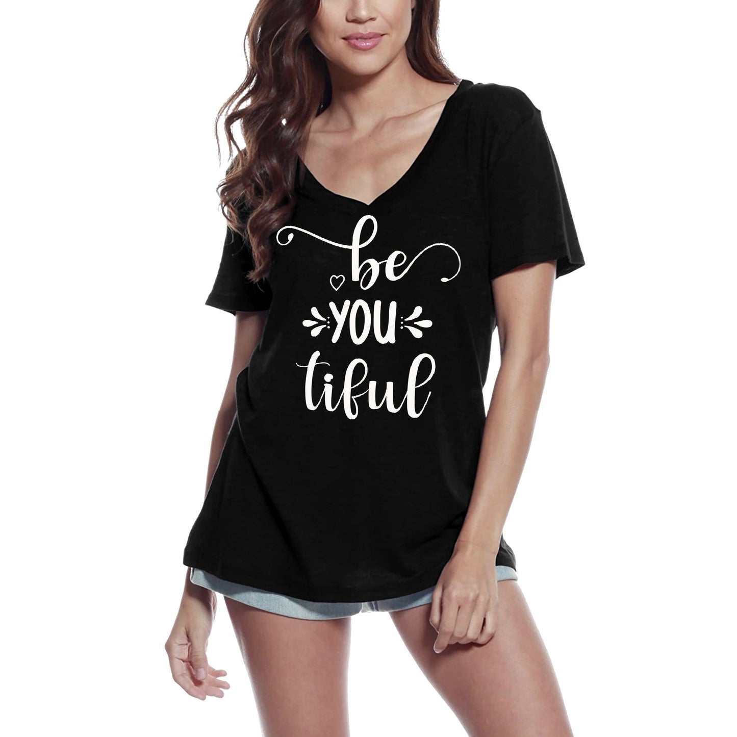ULTRABASIC Women's V-Neck T-Shirt Beautiful - Funny Humor Short Sleeve Tee Shirt Gift Tops