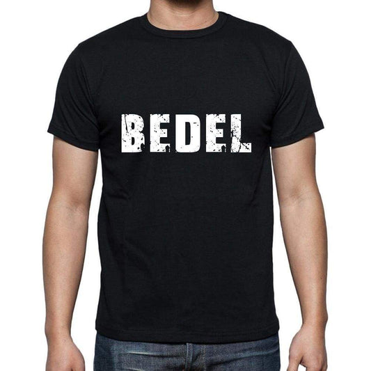 Bedel Mens Short Sleeve Round Neck T-Shirt 5 Letters Black Word 00006 - Casual