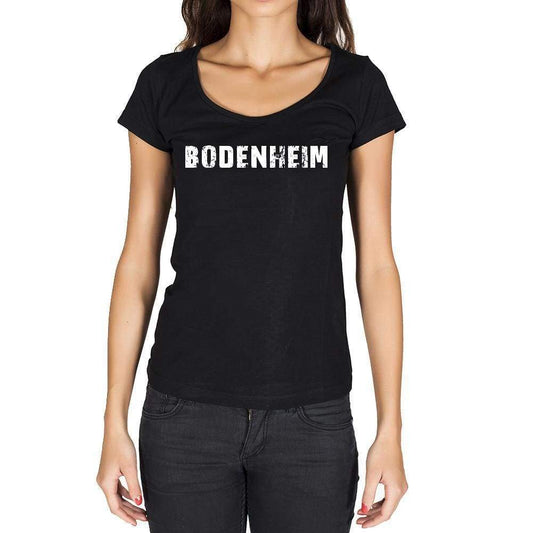 Bodenheim German Cities Black Womens Short Sleeve Round Neck T-Shirt 00002 - Casual