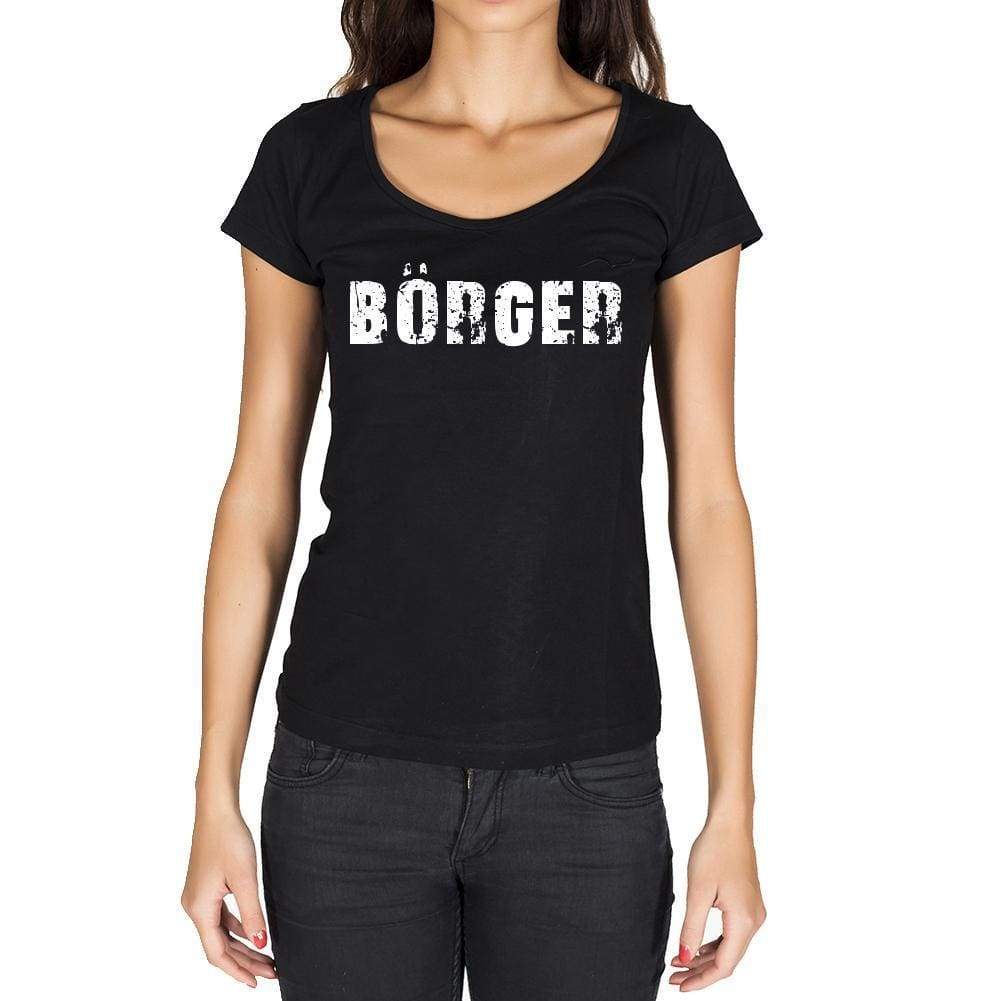 Börger German Cities Black Womens Short Sleeve Round Neck T-Shirt 00002 - Casual