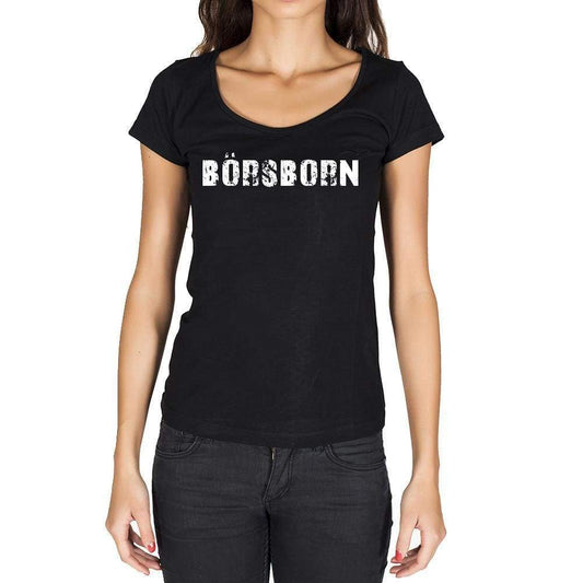 Börsborn German Cities Black Womens Short Sleeve Round Neck T-Shirt 00002 - Casual