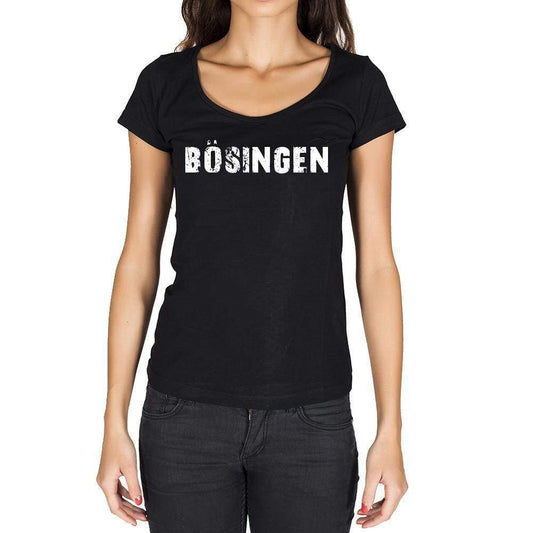 Bösingen German Cities Black Womens Short Sleeve Round Neck T-Shirt 00002 - Casual