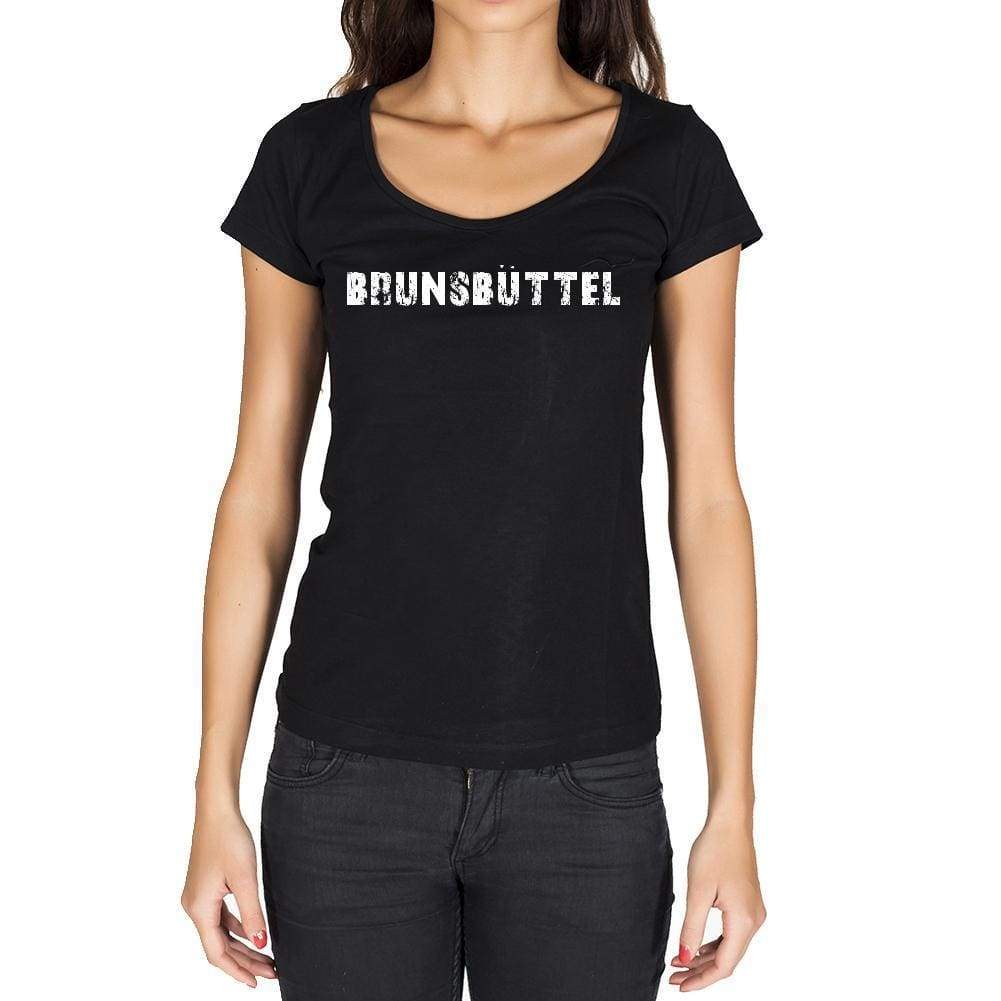 Brunsbüttel German Cities Black Womens Short Sleeve Round Neck T-Shirt 00002 - Casual