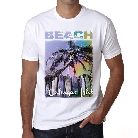 Cabugao Islet Beach Palm White Mens Short Sleeve Round Neck T-Shirt - White / S - Casual