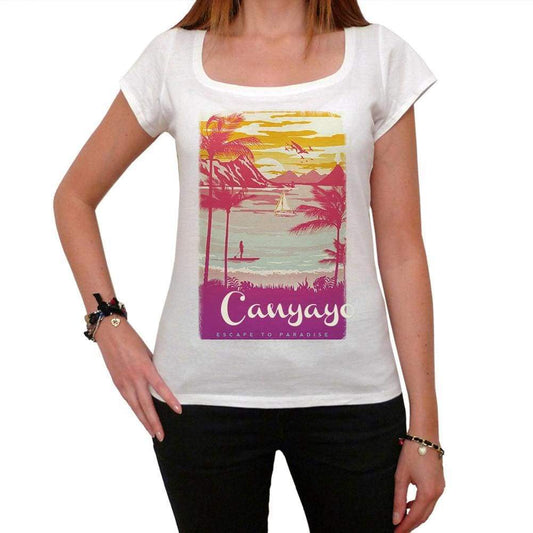 Canyayo Escape To Paradise Womens Short Sleeve Round Neck T-Shirt 00280 - White / Xs - Casual