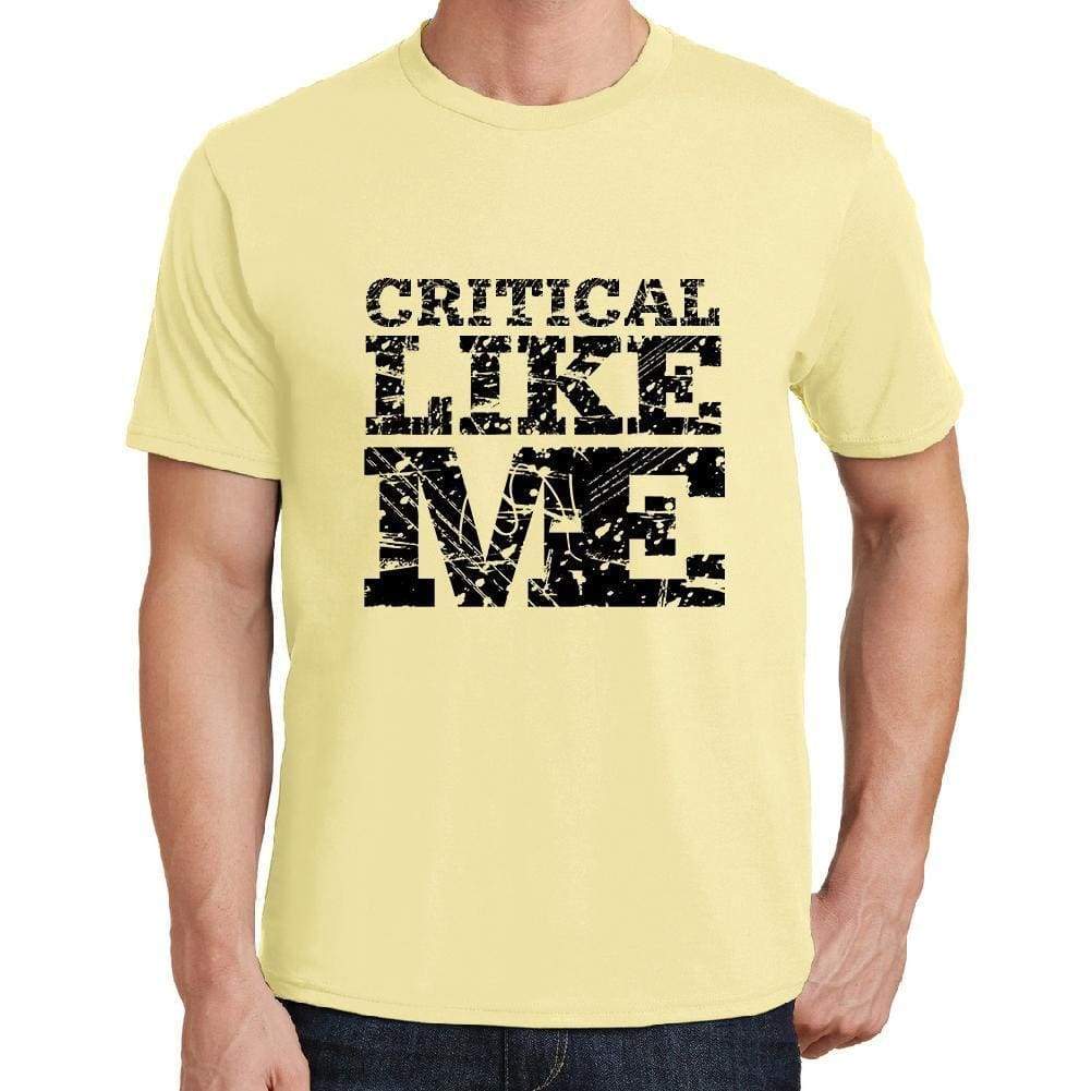 Critical Like Me Yellow Mens Short Sleeve Round Neck T-Shirt 00294 - Yellow / S - Casual