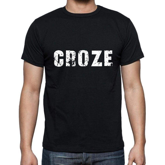 Croze Mens Short Sleeve Round Neck T-Shirt 5 Letters Black Word 00006 - Casual