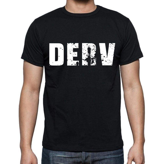 Derv Mens Short Sleeve Round Neck T-Shirt 4 Letters Black - Casual
