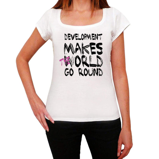Development World Goes Round Womens Short Sleeve Round White T-Shirt 00083 - White / Xs - Casual