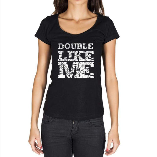 Double Like Me Black Womens Short Sleeve Round Neck T-Shirt 00054 - Black / Xs - Casual