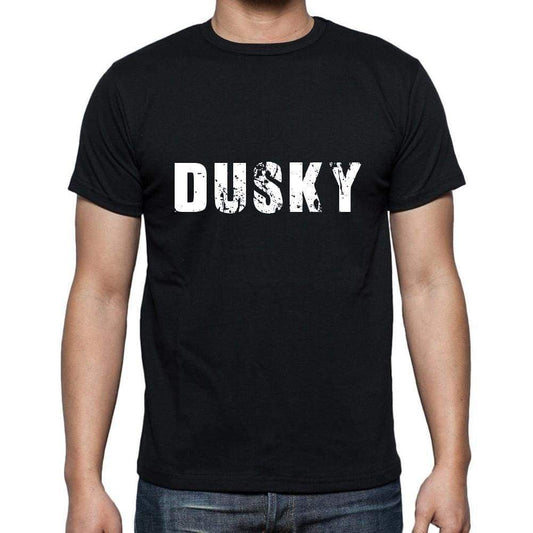 Dusky Mens Short Sleeve Round Neck T-Shirt 5 Letters Black Word 00006 - Casual