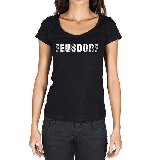 Feusdorf German Cities Black Womens Short Sleeve Round Neck T-Shirt 00002 - Casual