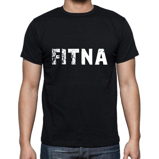 Fitna Mens Short Sleeve Round Neck T-Shirt 5 Letters Black Word 00006 - Casual
