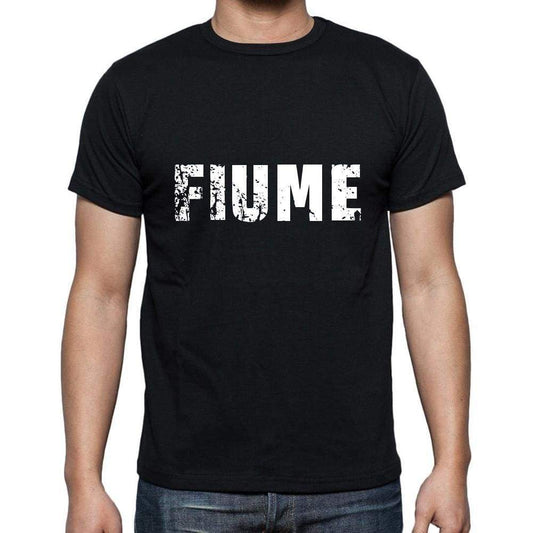 Fiume Mens Short Sleeve Round Neck T-Shirt 5 Letters Black Word 00006 - Casual