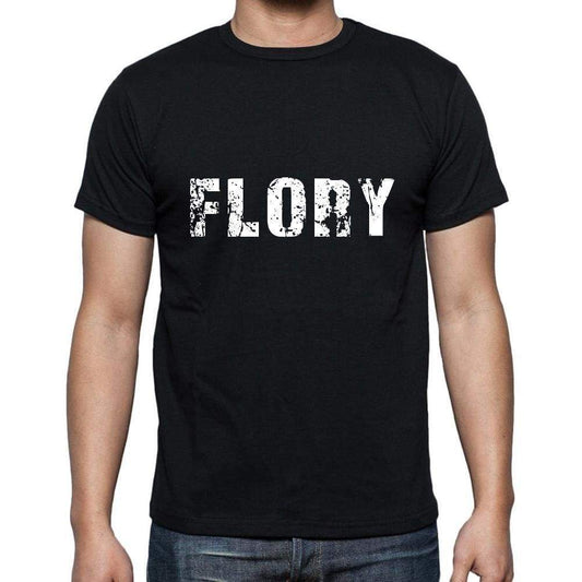 Flory Mens Short Sleeve Round Neck T-Shirt 5 Letters Black Word 00006 - Casual