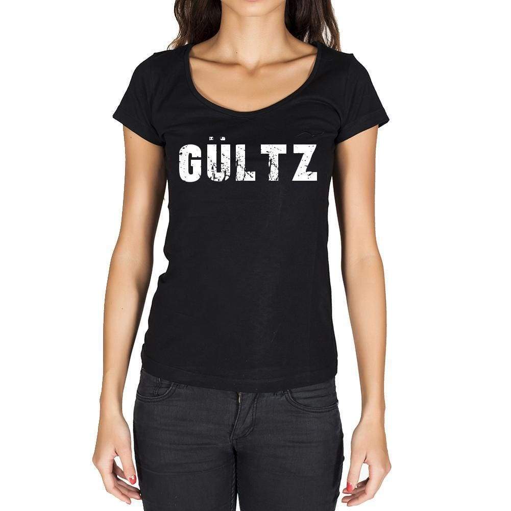 Gültz German Cities Black Womens Short Sleeve Round Neck T-Shirt 00002 - Casual