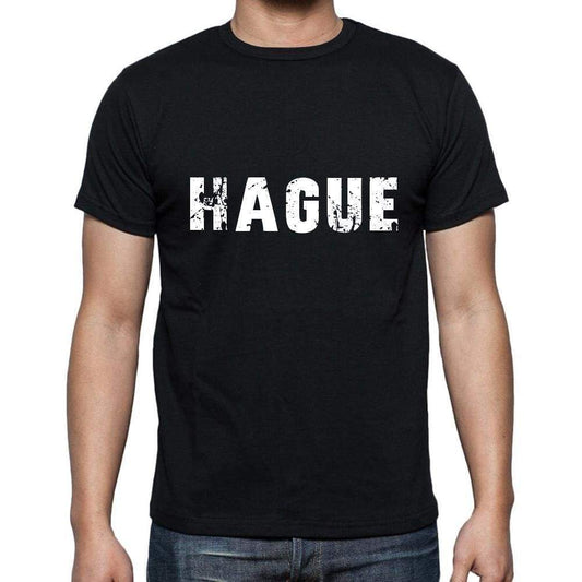 Hague Mens Short Sleeve Round Neck T-Shirt 5 Letters Black Word 00006 - Casual