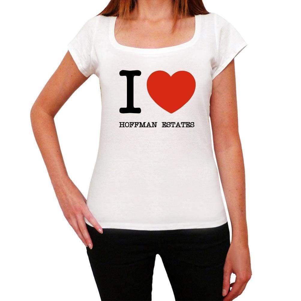 Hoffman Estates I Love Citys White Womens Short Sleeve Round Neck T-Shirt 00012 - White / Xs - Casual
