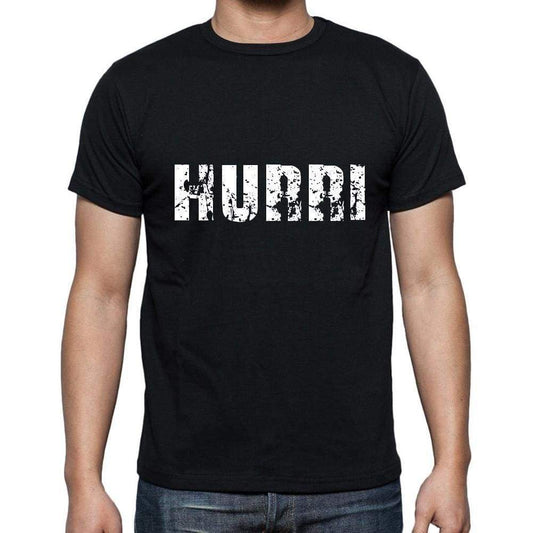 Hurri Mens Short Sleeve Round Neck T-Shirt 5 Letters Black Word 00006 - Casual