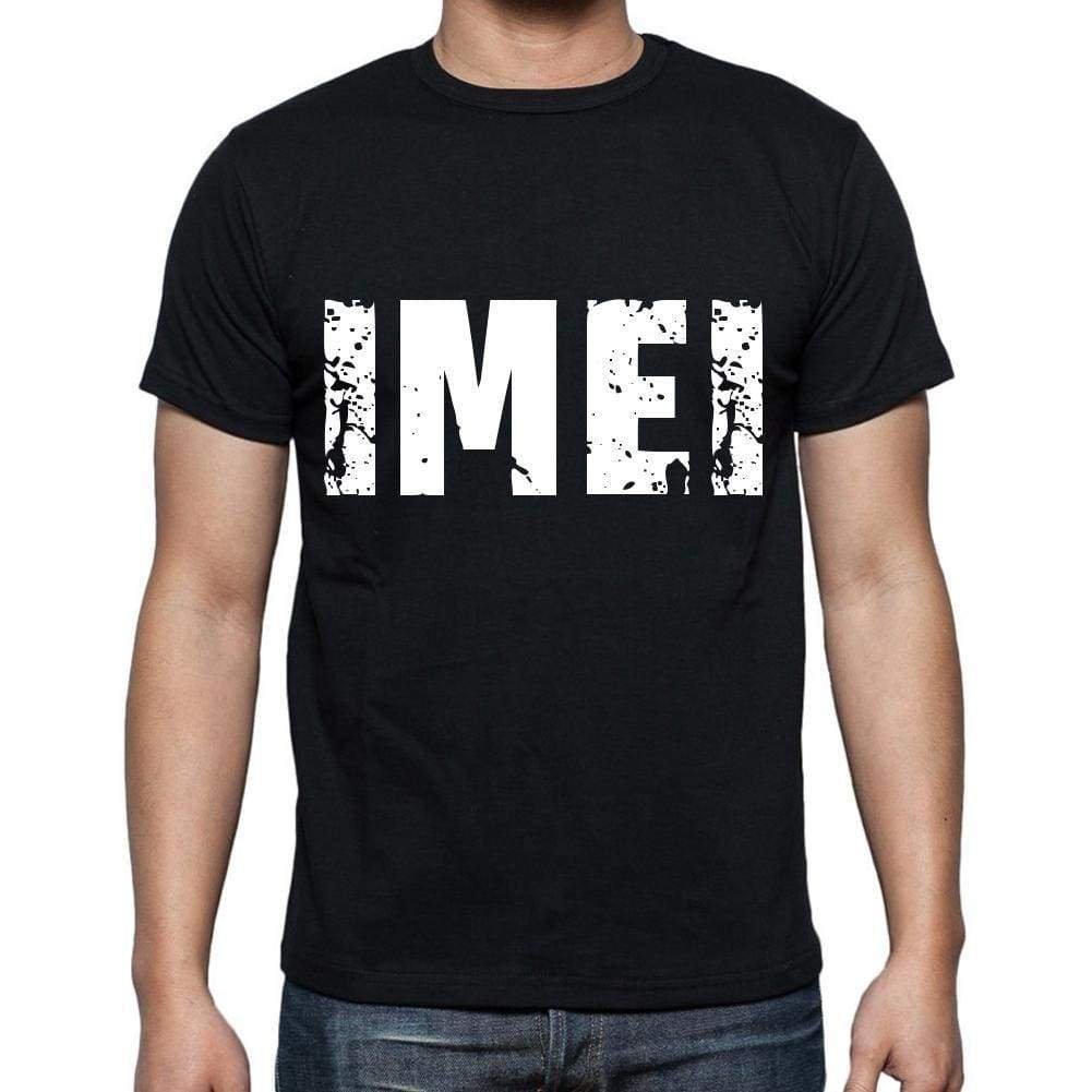 Imei Mens Short Sleeve Round Neck T-Shirt 4 Letters Black - Casual