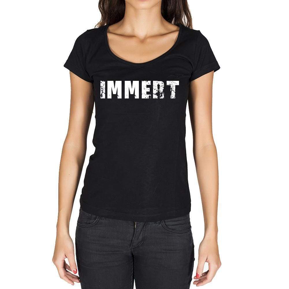 Immert German Cities Black Womens Short Sleeve Round Neck T-Shirt 00002 - Casual