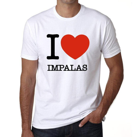 Impalas Mens Short Sleeve Round Neck T-Shirt - White / S - Casual