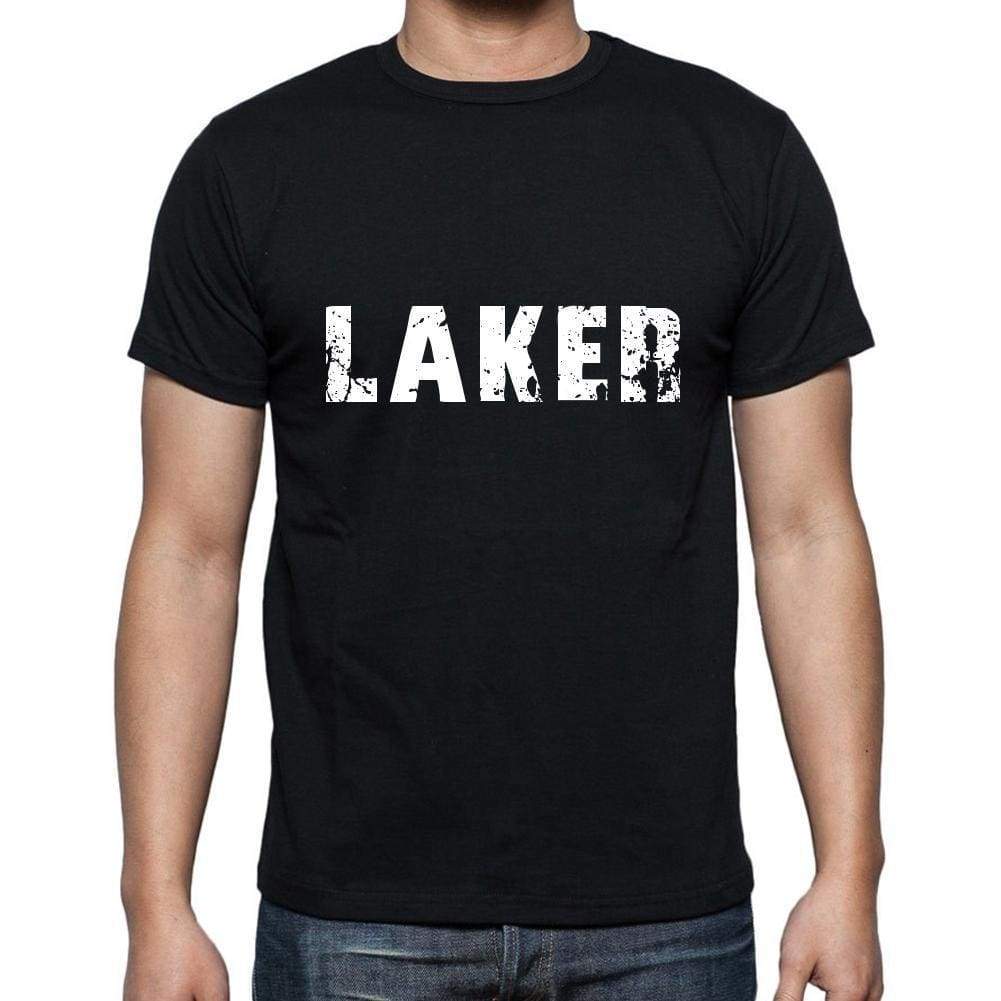 Laker Mens Short Sleeve Round Neck T-Shirt 5 Letters Black Word 00006 - Casual