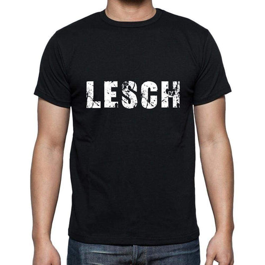 Lesch Mens Short Sleeve Round Neck T-Shirt 5 Letters Black Word 00006 - Casual