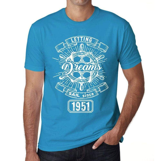 Letting Dreams Sail Since 1951 Mens T-Shirt Blue Birthday Gift 00404 - Blue / Xs - Casual