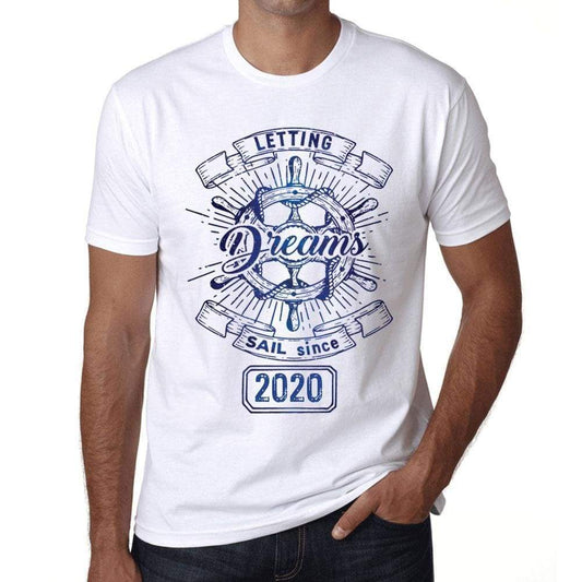 Letting Dreams Sail Since 2020 Mens T-Shirt White Birthday Gift 00401 - White / Xs - Casual