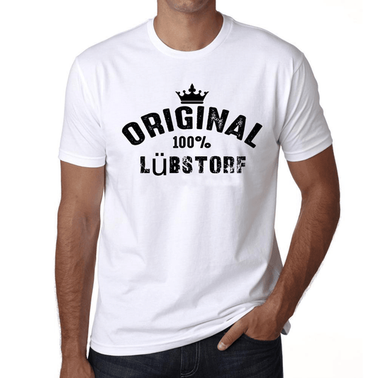 Lübstorf 100% German City White Mens Short Sleeve Round Neck T-Shirt 00001 - Casual