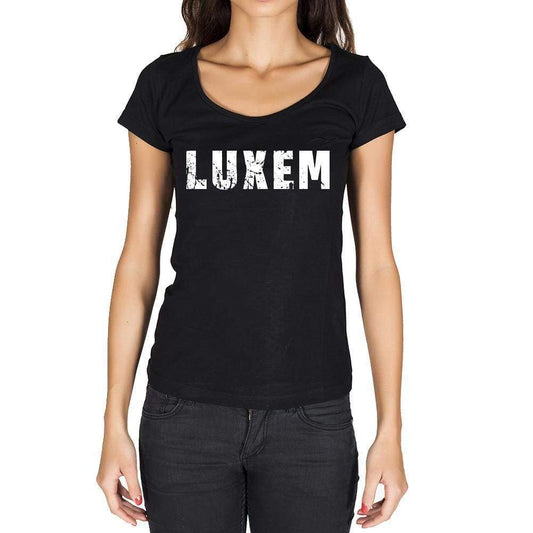Luxem German Cities Black Womens Short Sleeve Round Neck T-Shirt 00002 - Casual