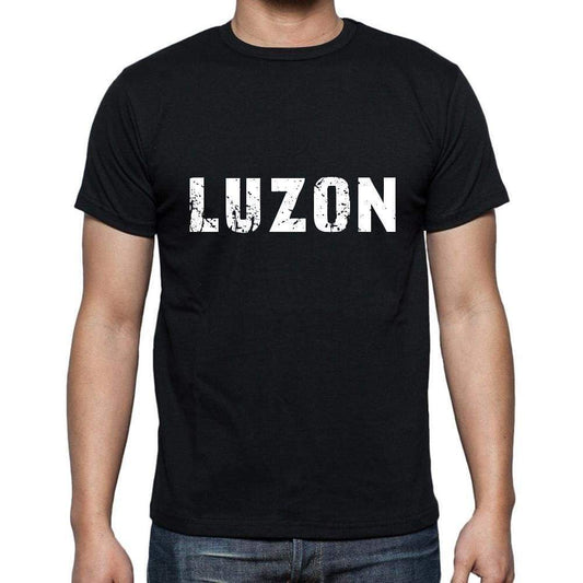 Luzon Mens Short Sleeve Round Neck T-Shirt 5 Letters Black Word 00006 - Casual