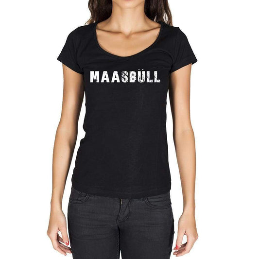 Maasbüll German Cities Black Womens Short Sleeve Round Neck T-Shirt 00002 - Casual