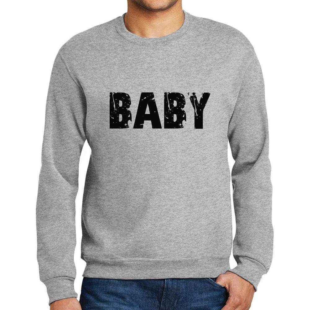 Mens Printed Graphic Sweatshirt Popular Words Baby Grey Marl - Grey Marl / Small / Cotton - Sweatshirts