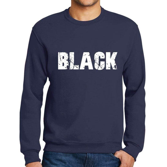 Mens Printed Graphic Sweatshirt Popular Words Black French Navy - French Navy / Small / Cotton - Sweatshirts
