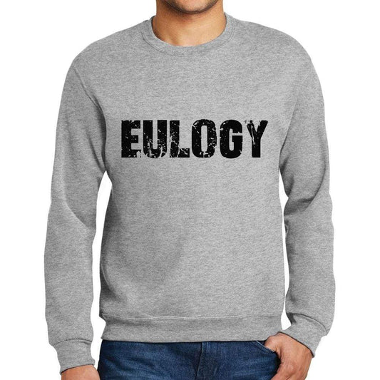 Mens Printed Graphic Sweatshirt Popular Words Eulogy Grey Marl - Grey Marl / Small / Cotton - Sweatshirts