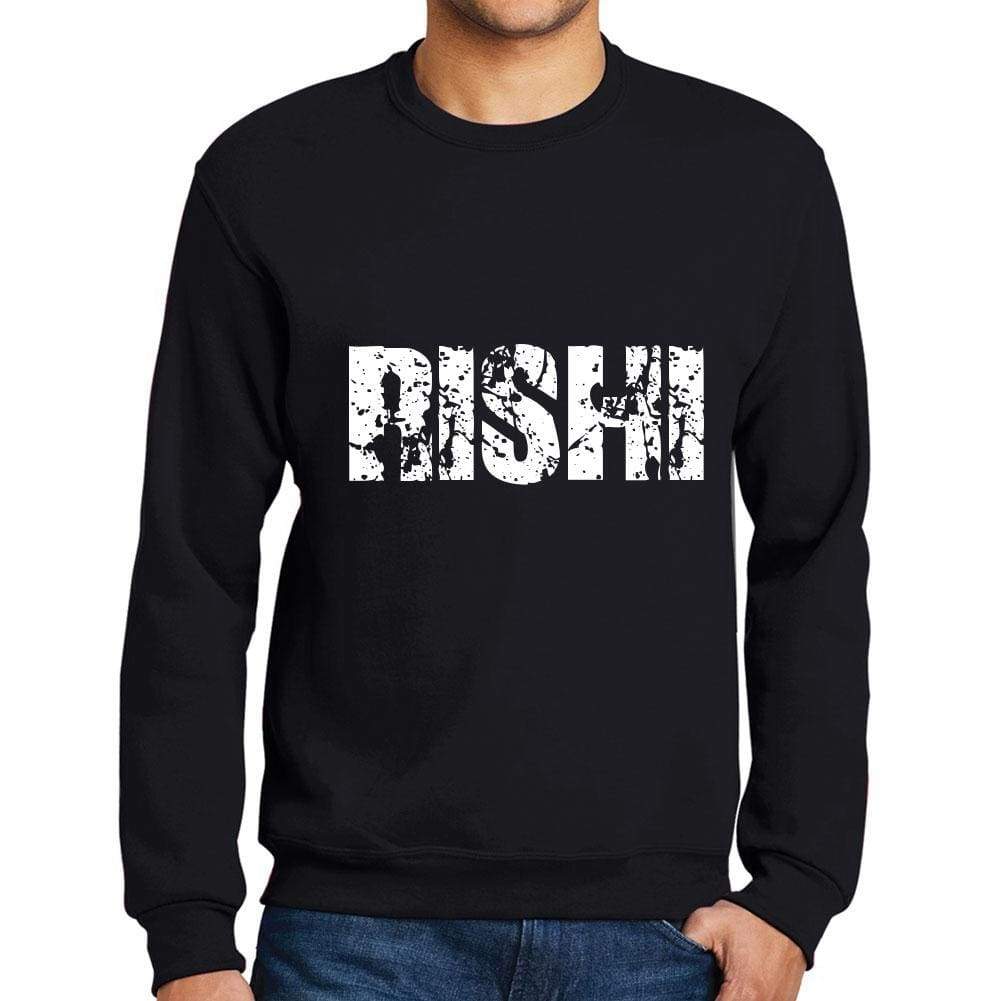 Mens Printed Graphic Sweatshirt Popular Words Rishi Deep Black - Deep Black / Small / Cotton - Sweatshirts