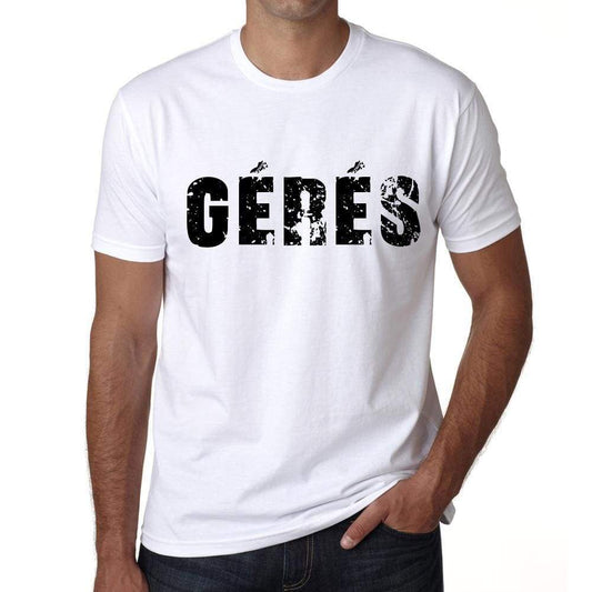 Mens Tee Shirt Vintage T Shirt Gérés X-Small White 00561 - White / Xs - Casual