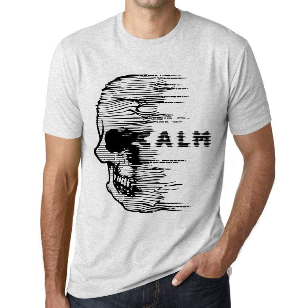 Mens Vintage Tee Shirt Graphic T Shirt Anxiety Skull Calm Vintage White - Vintage White / Xs / Cotton - T-Shirt