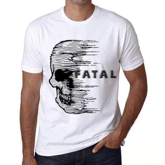 Mens Vintage Tee Shirt Graphic T Shirt Anxiety Skull Fatal White - White / Xs / Cotton - T-Shirt