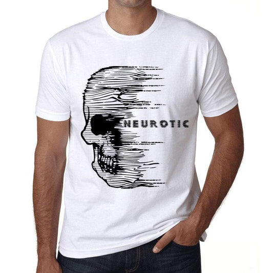 Mens Vintage Tee Shirt Graphic T Shirt Anxiety Skull Neurotic White - White / Xs / Cotton - T-Shirt