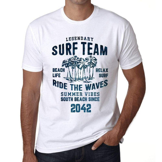 Mens Vintage Tee Shirt Graphic T Shirt Surf Team 2042 White - White / Xs / Cotton - T-Shirt