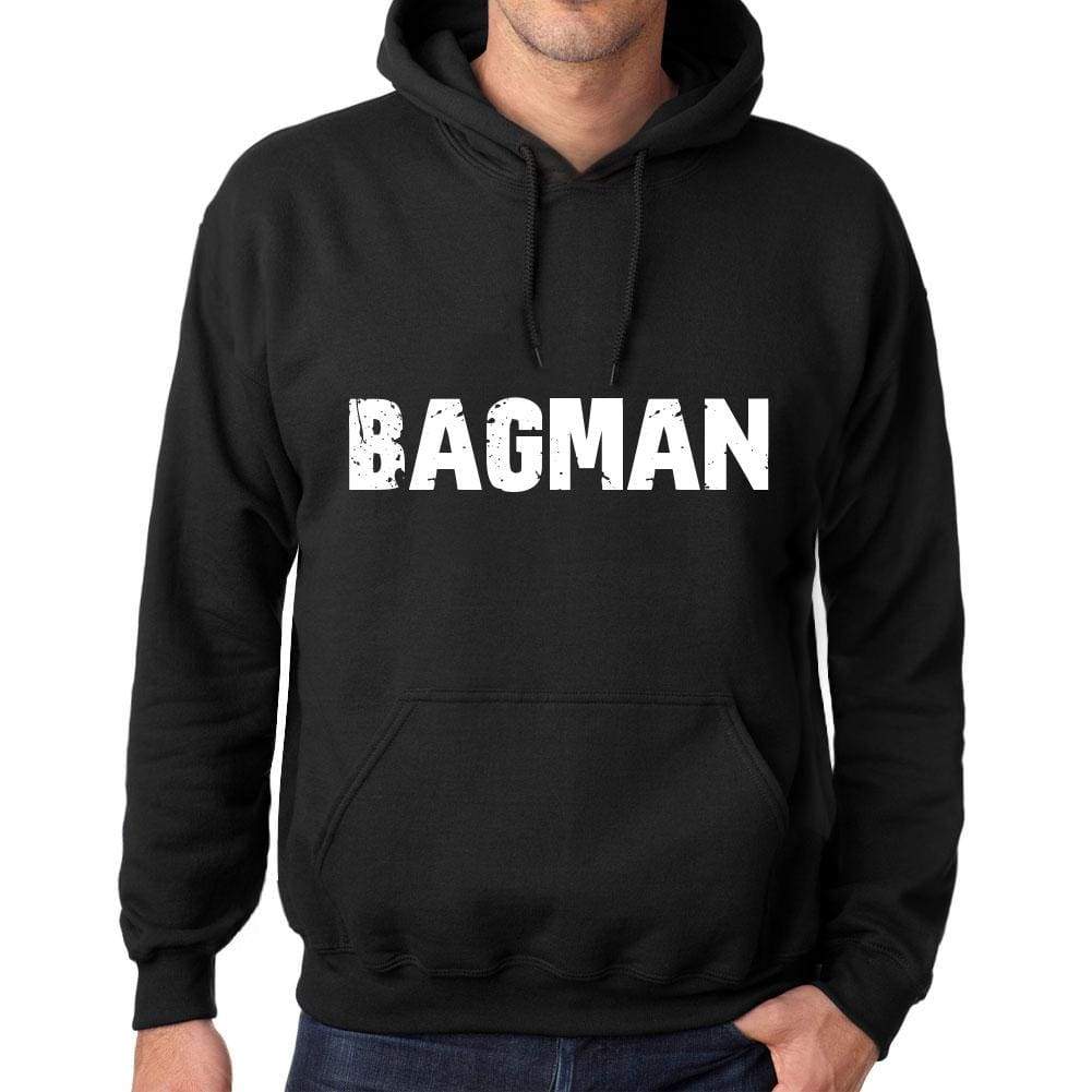 Mens Womens Unisex Printed Graphic Cotton Hoodie Soft Heavyweight Hooded Sweatshirt Pullover Popular Words Bagman Deep Black - Black / Xs /